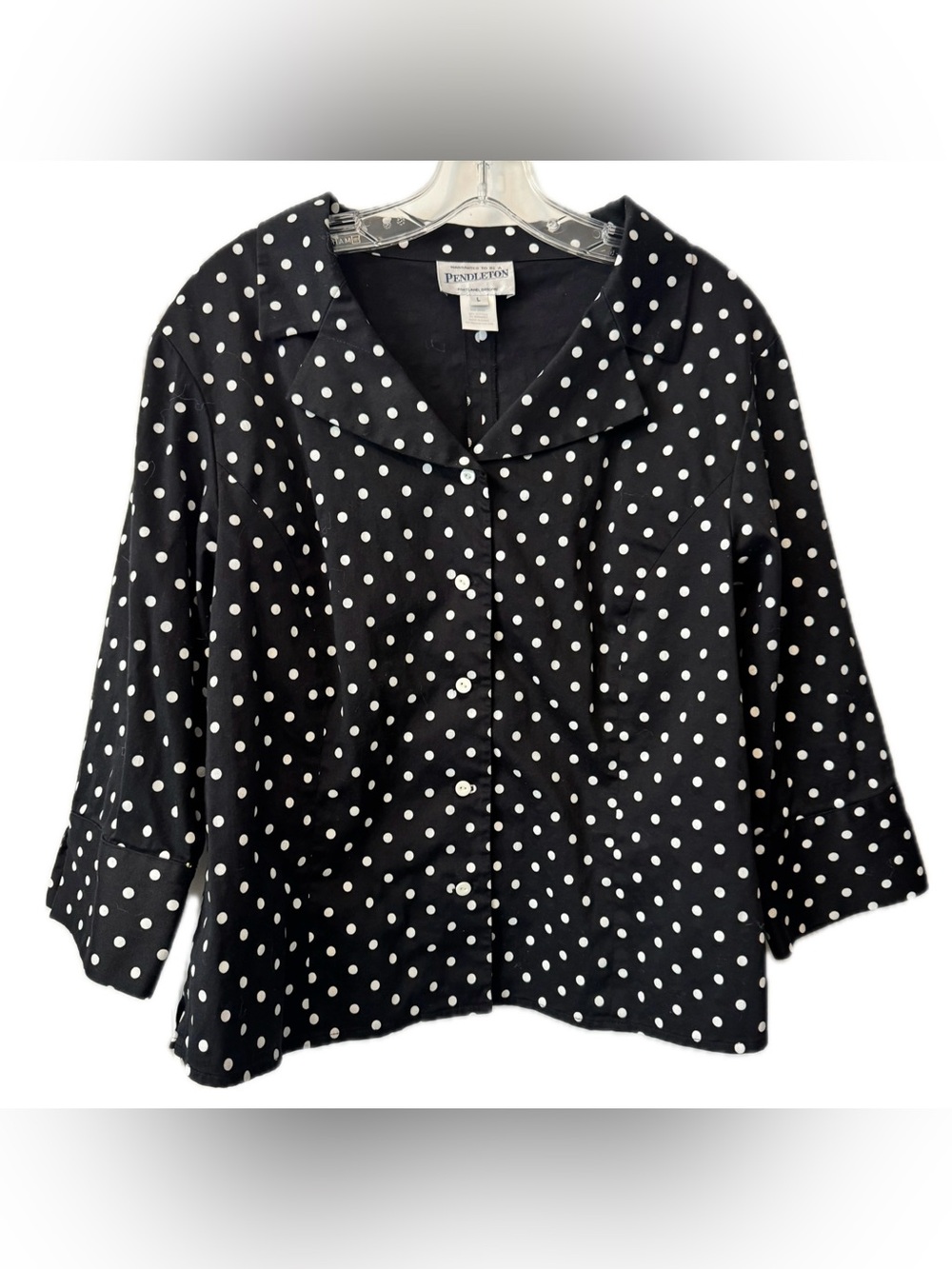 Pendleton Black & White Polka Dot Lightweight Shirt Jacket Size L